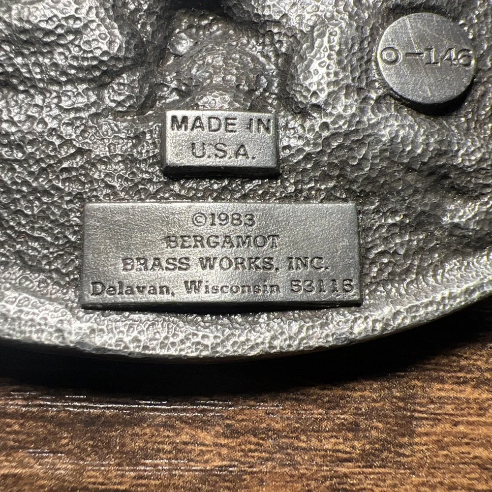 Vintage Bergamot Brassworks Belt Buckle Eagle W/Arrows Silver/Teal 0-146 USA1983